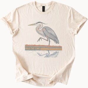 Hold the Line Heron Art Shirt Boho Wading Bird